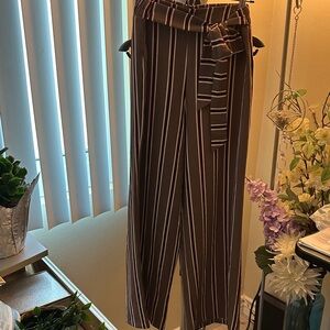 Mine Brown Striped Women's Cropped Pants